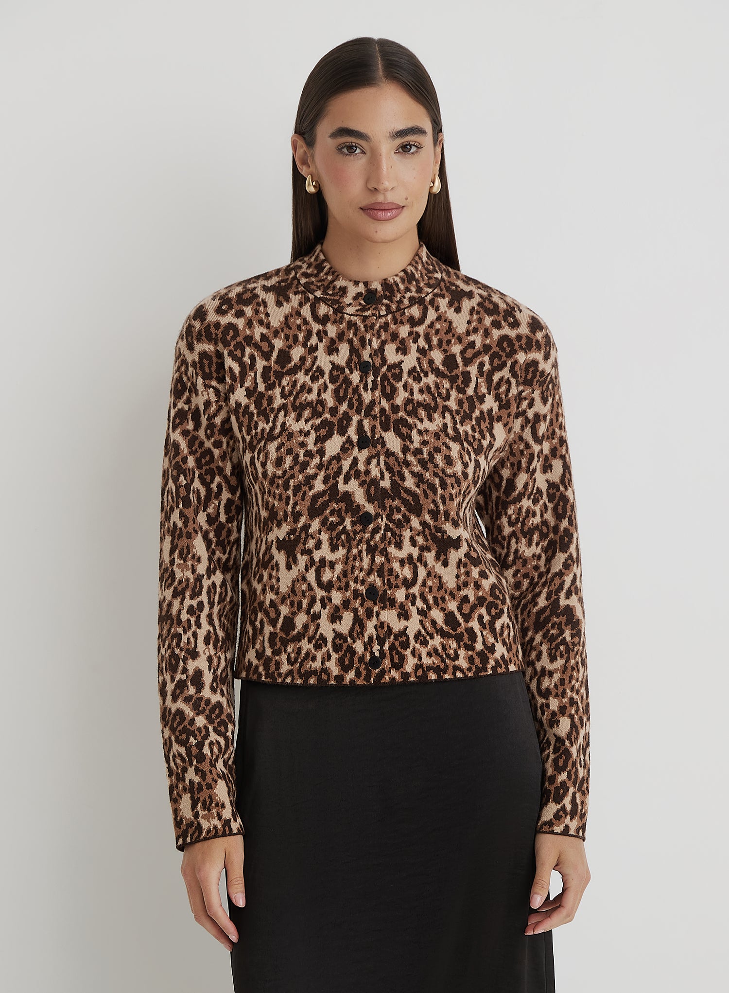 Leopard Print Knitted Cardigan